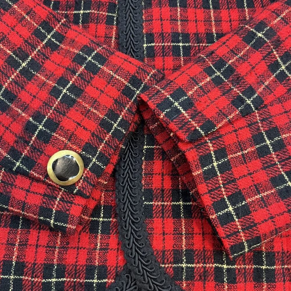 Pendleton wool red tartan plaid vintage blazer button jacket womens sz 10 - Picture 10 of 10